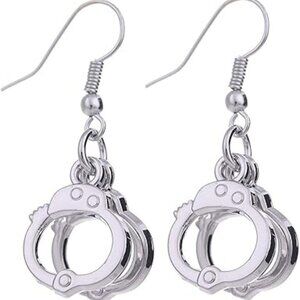 Silver Earrings Punk Trendy Handcuffs Drop Earrings‎ for Women Jewelry Unique